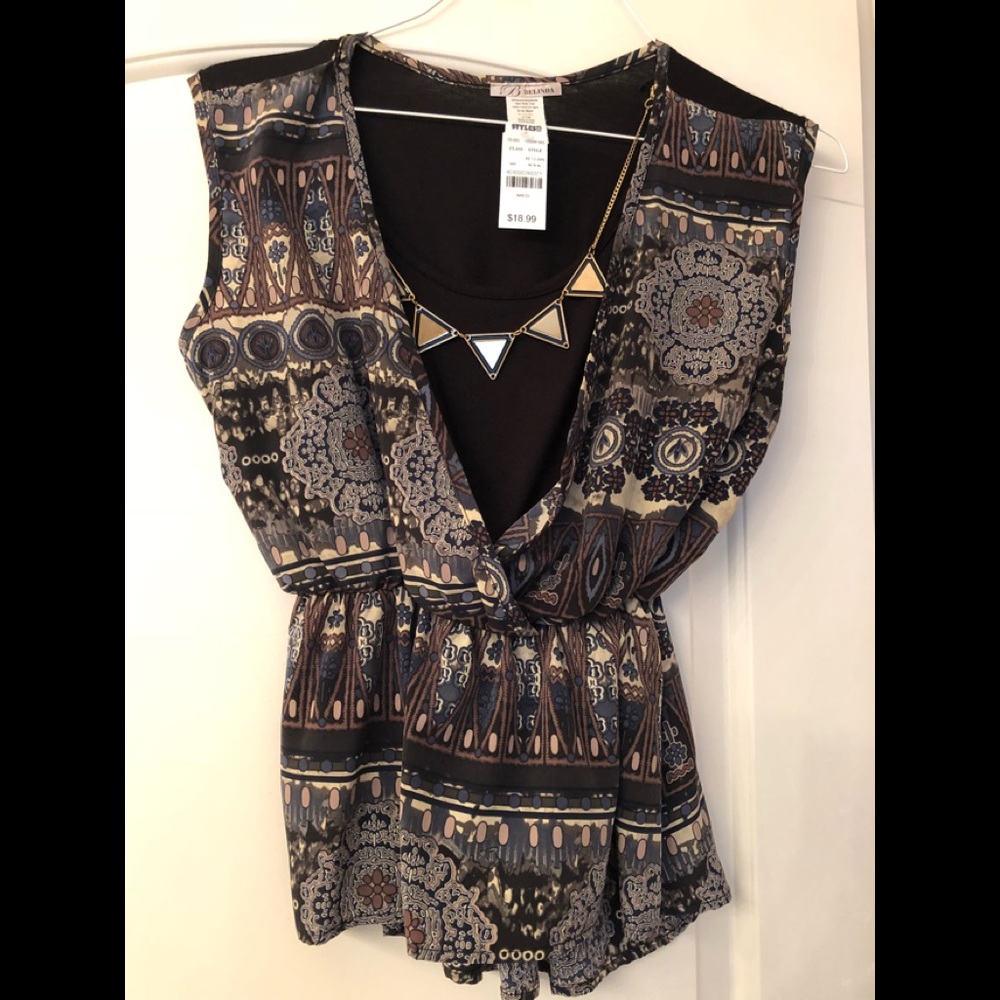 Ladies Layered Look Top, M, NWT